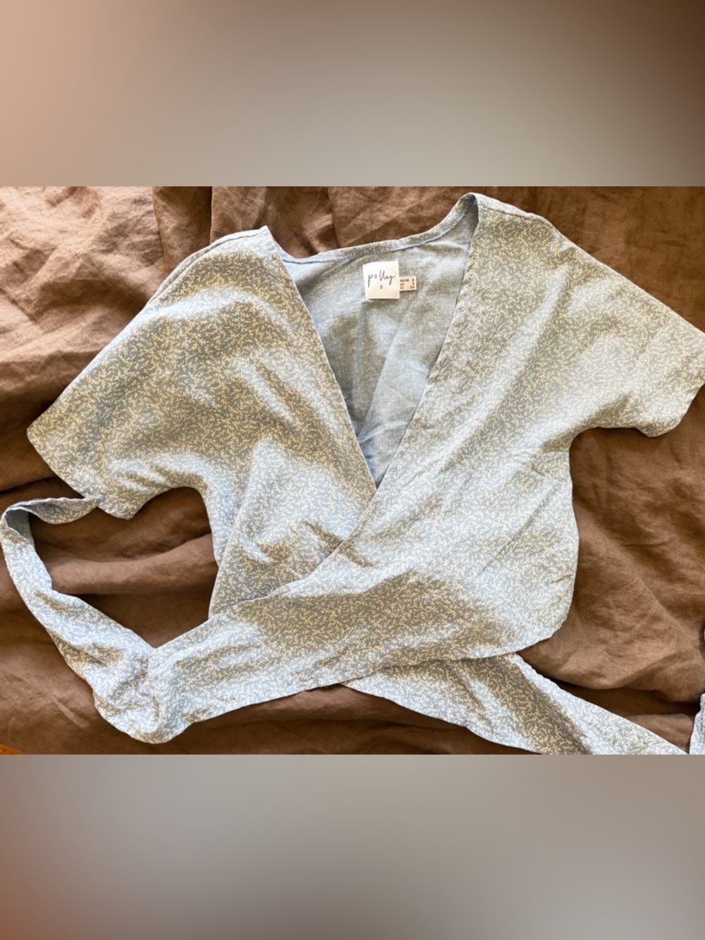 Light Blue Floral Wrap shirt